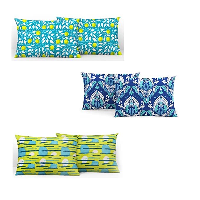 Divine Casa 104 TC Cotton Mix/Random Design Standard Size Printed Pillow Covers/Cases Set of 3 (Total 6 Pcs) Multicolor at Rs. 376