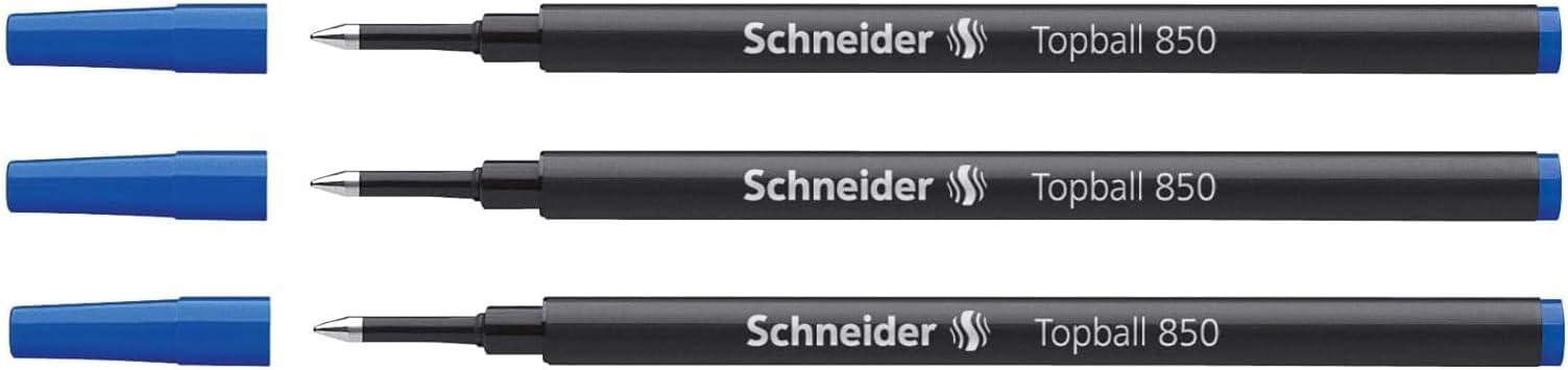 Pack of 3 Refills for Topball 850 Roller Pen, Medium Tapered Tip - 05 Blue
