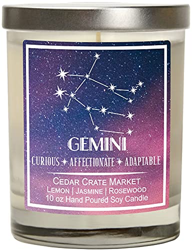 Gemini Astrology Candle - Best Friends, Friendship Gifts for Women, Men, Zodiac Birthday Gift for Gemini Friends Female, Gemini Lovers, Horoscope Candle, Gemini Constellation