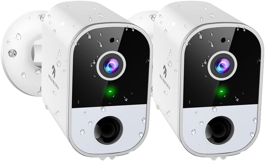 Cámara Wi-Fi de Batería para Exterior/Interior, Cámara Exterior Actualizada 2K 3MP, 5200mAh, Detección de Personas PIR, Compatible con Alexa, Audio Bidireccional, Paquete de 2