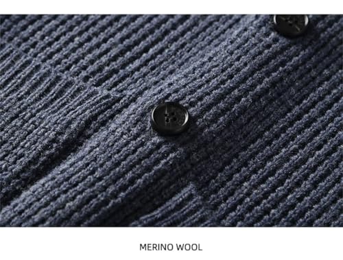 Men's Shawl Collar Cardigan Sweater Slim Fit Cable Knit Button Up Merino Wool Sweater2