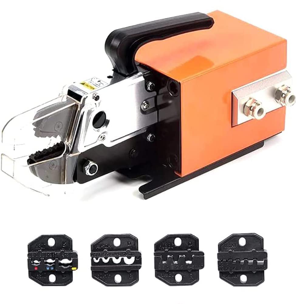 Pinza crimpatrice pneumatica per terminali a filo, utensile per crimpatura pneumatico con 4 set di matrici e pedale per crimpatura fino a 16 mm2 Pinza crimpatrice pneumatica per vari terminali