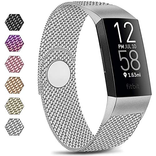 Meliya Metal Loop Bands Compatible with Fitbit Charge 4 / Fitbit Charge 3