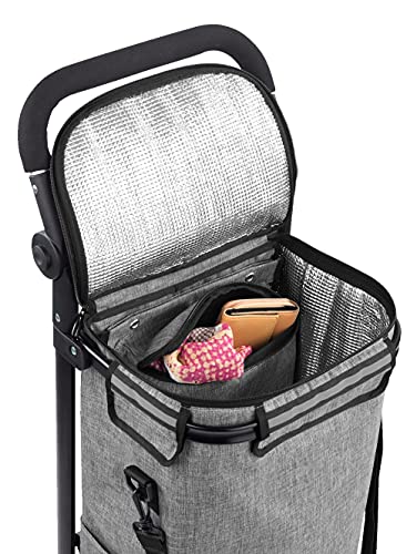 Maximex Einkaufs-Trolley Thermo & Comfort, Platzsparender Trolley mit leichtgängigen Rollen, abnehmbarer 38l Tasche, Alu-Isolierung & integrierter Regenschirmtasche, 12-fach verstellbar – Bild 3