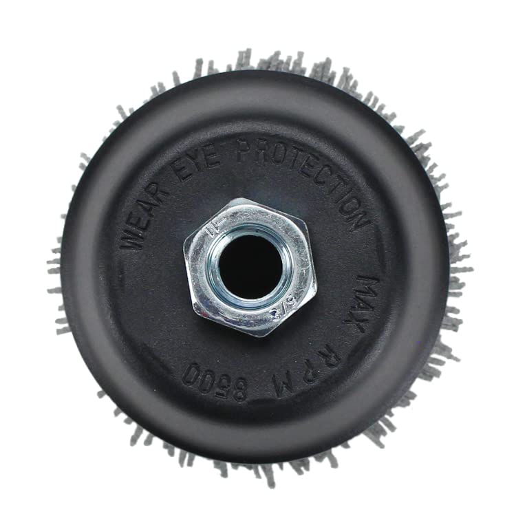 Miniatura 4 de BHA Cepillo de cerdas de nailon con filamentos abrasivos de 4 pulgadas, eje de amenaza 58-11, gris (grano 80)