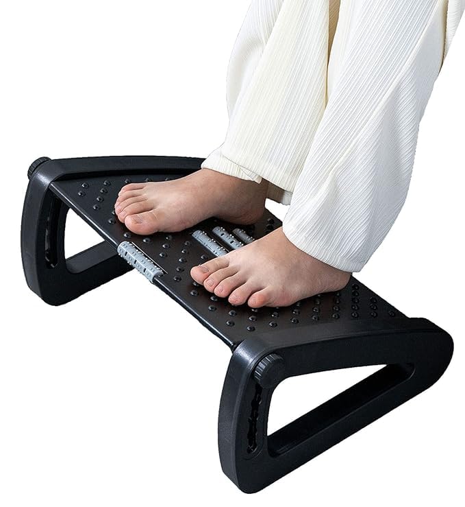 Portable foot footrest, desk roller massage adjustable height for office home travel non-slip foot stool, leg, knee and back pain easy Portable foot footrest, desk roller massage adjustable height for office home travel non-slip foot stool, leg, knee and back pain easy