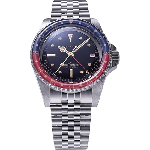 Baltany S6074 GMT 39mm Automatic Homage Watch, Men 24 Hour Watch with Rotating Bezel