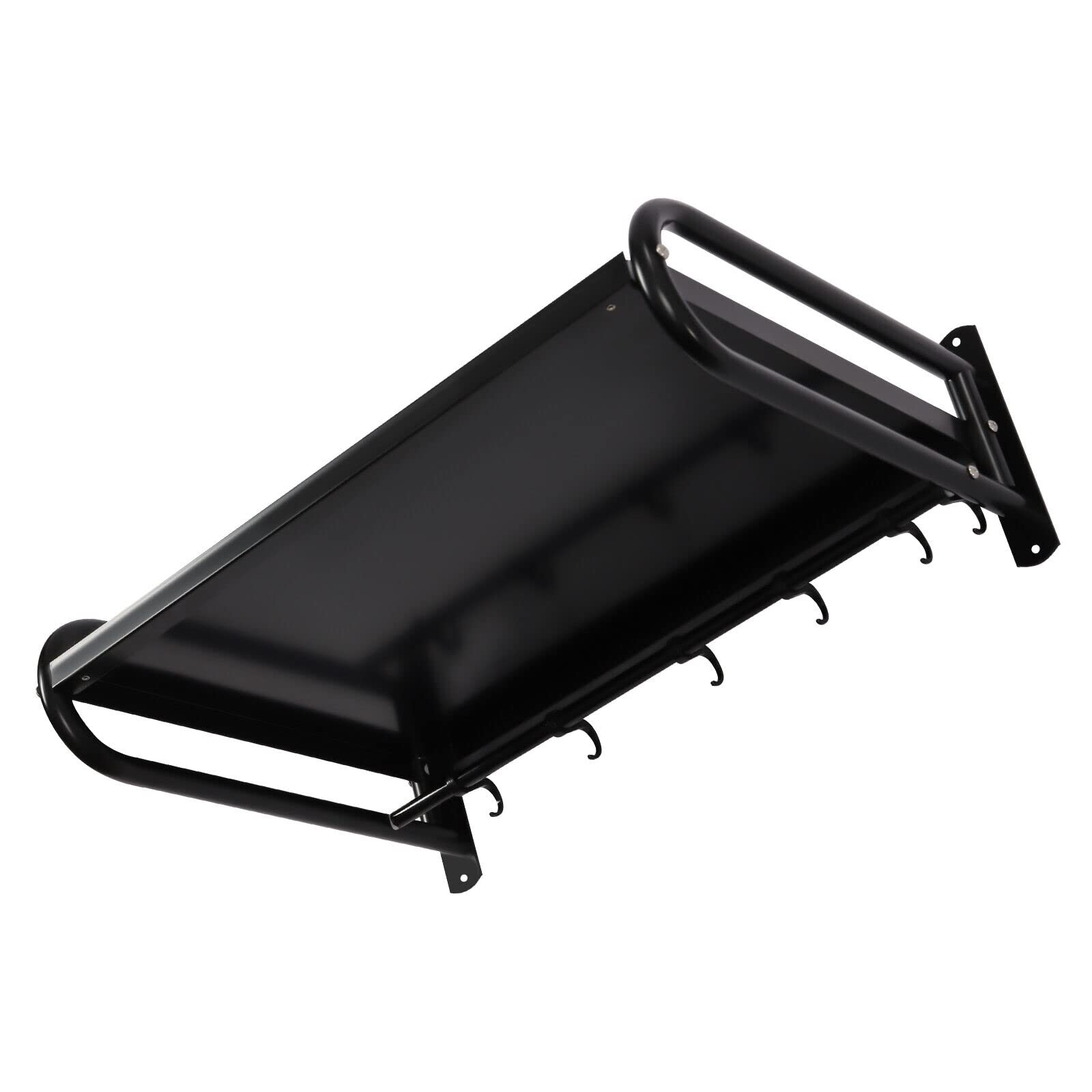 Soporte para microondas, estante de cocina, estante para microondas montado en la pared, con 6 ganchos móviles, acero inoxidable, soporte para microondas, estante de pared, estante de pared