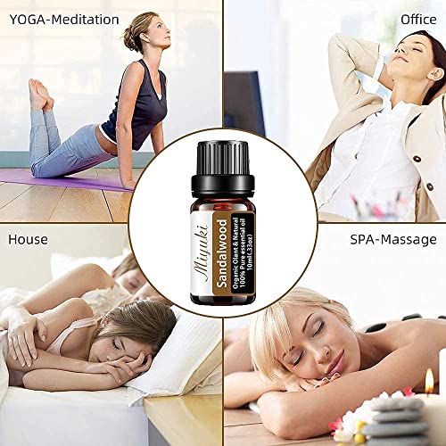 Miyuki Sandalwood Essential Oils And 6Pack Essential Oil Sets With Lavender,Eucalyptus,Sandalwood,Peppermint,Frankincense,Jasmine #TOP4
