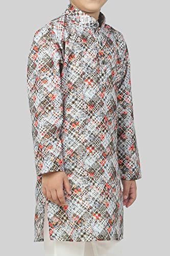 Image of AHHAAAA Kid's Ethnic Shirt Traditional Printed Long Sleeve Regular Wear Indian Kurta Pajama for Boys