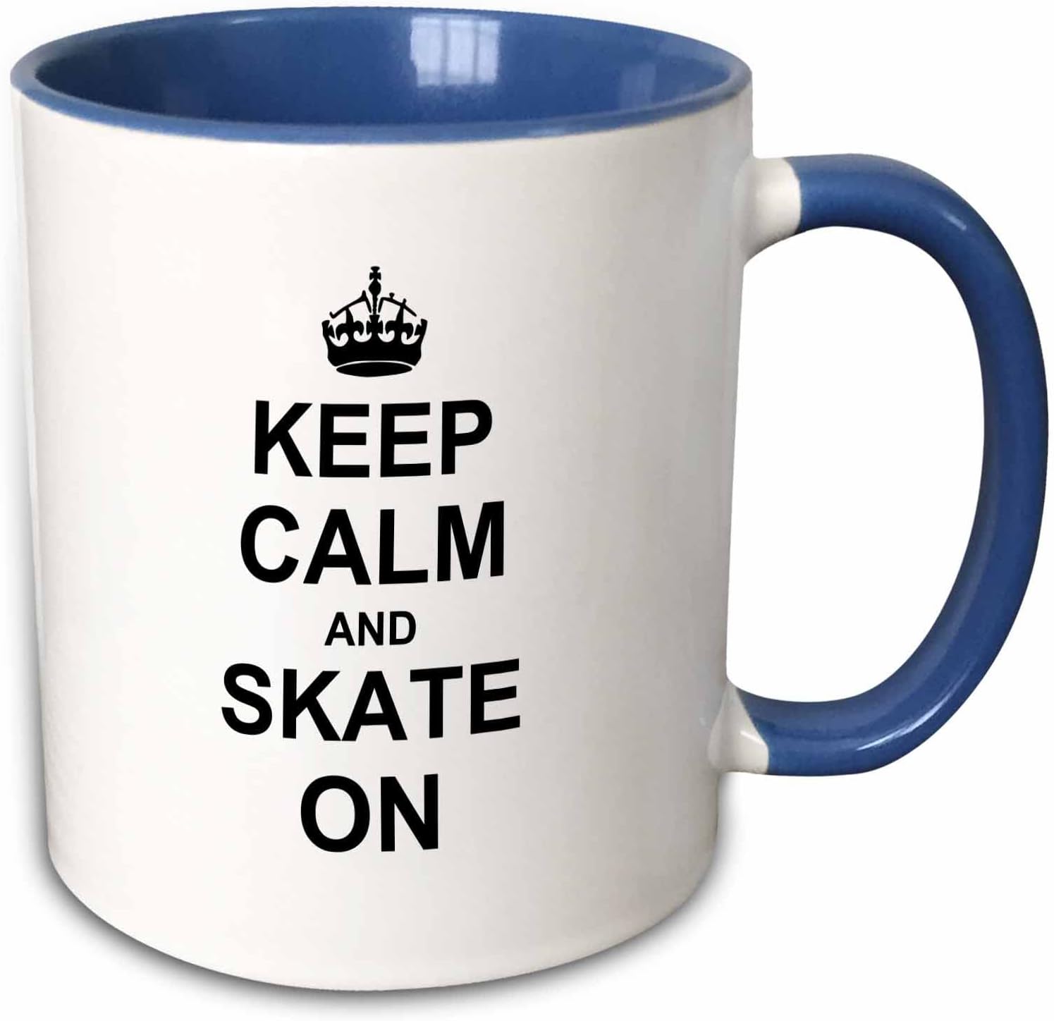 3dRose Keep Calm and Skate on - funny skateboarding 15oz Two-Tone Blue Mug