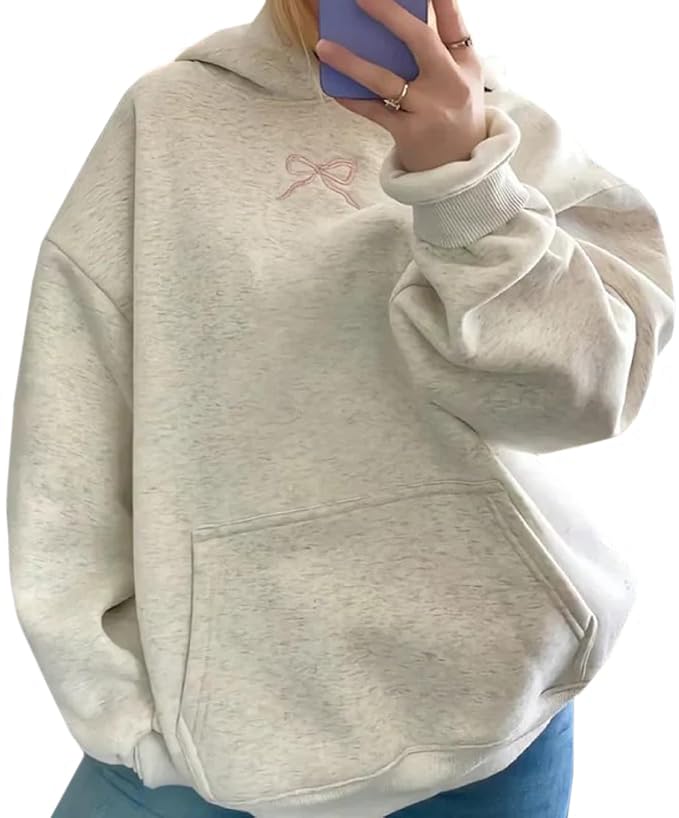 Lunoakvo Women Bow Embroidery Hoodie Teen Girls...