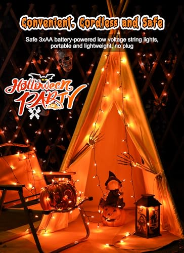 Image of Brightown Battery Operated Halloween Indoor String Lights, 8 ft 20 LED Orange Mini Cluster Tree Lights with Timer, Indoor Outdoor Patio Garland Window Decor for Party Christmas Halloween Decorations