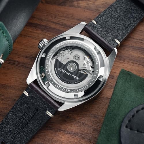 Image of Spinnaker Fleuss Men's Automatic Dive Watch - Miyota 8215 Movement, 43mm Stainless Steel Case, 150m Water Resistant, Leather Strap, SP-5055