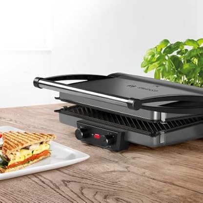 Bosch Tischgrill TCG4215, 3-in1-Kontaktgrill, Individuelle Temperaturregelung, Fettablaufrinne, Auflaufform, Herausnehmbare Aluminium-Grillplatten, einfache Reinigung, 2000 W, silber – Bild 3