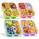 YANLIFY 4 Pack Snack Containers Bento Box Adult Lunch Box,Meal Prep Container, Reusable Food Storage lunch Containers Stackable for Work, Travel and Gym (Grass Green, Pink, Green, Purple)