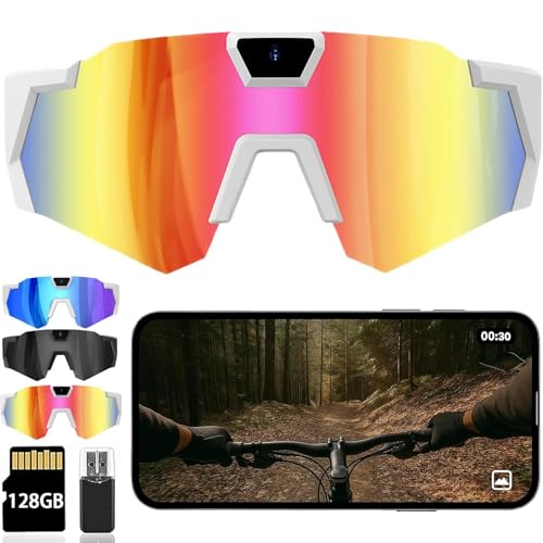 CXYP Lunettes de sport 4K POV avec appareil photo, ultra grand angle de 120 ° HD, lunettes d'action corporelles, appareils photo, pour le cyclisme, le baseball et les activités de plein air