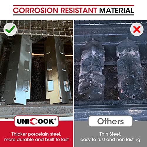 Unicook Grill Heat Plates 14 5/8"L, Grill Burner Covers Replacement 4 Pack, Gas Grill Parts Heat Tent, Heavy Duty Porcelain Flame Deflector, Flavorizer Bars For Charbroil, Kenmore, Brinkmann And More #TOP1