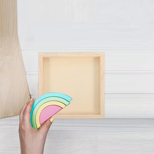 Miniatura 8 de BESPORTBLE Bandejas de madera de 4.7 x 4.7 pulgadas, paquete de 6 cajas cuadradas para servir, bandeja de madera pequeña sin terminar para