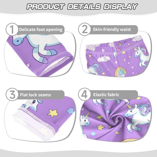 Cute Unicorns Girls' Leggings Toddler Doodles Rainbows Kids Yoga Pants Dance Active Tights 4T3
