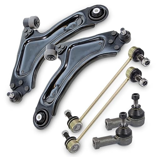 ATEC Germany 2x braccio di controllo assale anteriore inferiore destro e sinistro, 2x barra di accoppiamento anteriore, 2x estremità del tirante, compatibile con OPEL MERIVA A (X03)