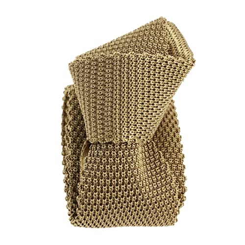 Cravate tricot soie marron accessoire homme haut de gamme uni