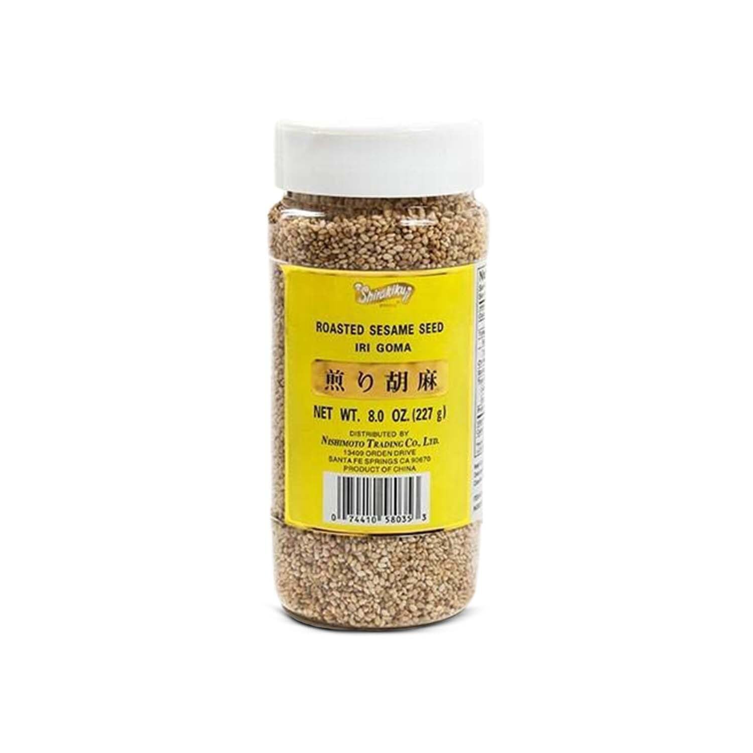 Shirakiku Roasted Sesame Seeds (IRI GOMA) | Perfect for Salad, Sushi, and Noodles Topping | Toasted Sesame Seeds with an Enticing Aroma, Flavor, and Crunch, 8 Oz - (Pack of 1)