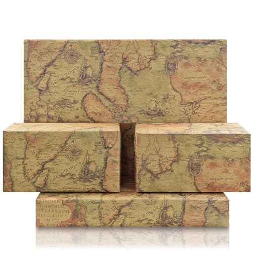 Vintage Antique Vintage Ancient Retro Mysterious Ocean Sea Far East World Old Map Sailing Boat Nautical Brown Kraft Paper Folded Flat 4 Sheets 16 sq. ft. ttl For Traveller Libraries Bookcover Christmas Hanukka Pirates Theme Gift Wrapping