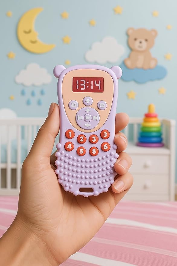 Image of BabyGo Silicone Remote Teether For Baby, Remote Teether 6 To 12 Months Baby, Helps Biting Skills Development, Colour & Shape Recognition, Teething Toys For Babies And Toddlers ,BPA Free (Multicolor) (Pack Of 1)