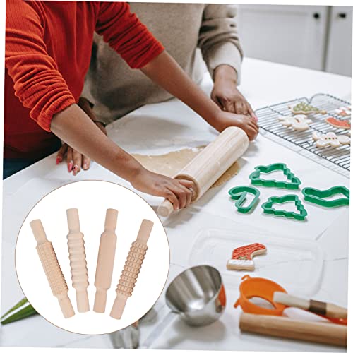 UKCOCO 4pcs High Density Non-Stick Surface Creative Embossing Stick for Bakery Dough Rollers Patterns - Image 6