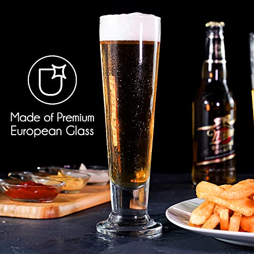 Crystalia Beer Glasses Set, Tall Footed Pilsner Glass, Pint Beer Drinking Set, Lead-Free Brewery Tumblers, Craft Beer Tasting Glass, Classic Lager Stout Clear Glassware, Ipa Glasses For Men, 4 Pcs #TOP1