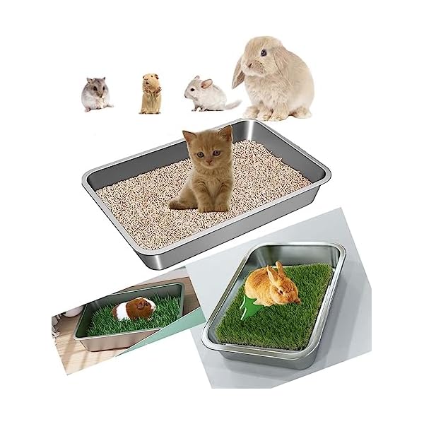 GRFELI Katzentoilette aus Edelstahl, extra kleine Metalltoilette für kleine Katzen, Hamster, Kaninchen, kein Geruch, antihaftbeschichtet, leicht zu reinigen, (45 * 35 * 10CM) – Bild 8