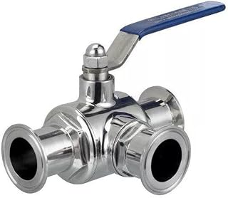 L-Port 1" 25mm 304 Stainless Steel Sanitary 3 Way Ball Valve 1.5" Tri Clamp 50.5mm Ferrule O/D for Homebrew Diary Product