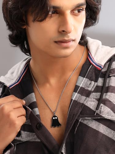Image of Yellow Chimes Chain Pendant for Men Fashion Black Silver Pendants For Men |Shaped Pendant Necklace | Stainless Steel Chain for Men | Accessories for Men | Birthday Gift for Men & Boys