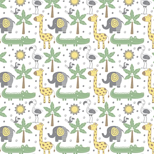 Grow Wild Changing Pad Cover 3 Pack | Soft & Stretchy Jersey Cotton | Baby Changing Table Pad Cover | Diaper Changing Pad Covers For Girls Or Boys | Wipeable Sheets | Grey White Yellow Safari Animals #TOP3
