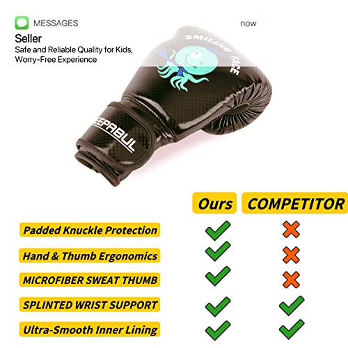 Saeepabul Kids Boxing Gloves For Boys And Girls, Boxing Gloves For Kids 3-15, Youth Boxing Training Gloves, Kids Sparring Punching Gloves For Punching Bag, Kickboxing, Muay Thai, Mma, Black, 6Oz #TOP4