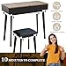 JanflyHome Vanity Desk, Flip Top Makeup Vanity Table with Power Outlet, Makeup Vanity Desk with Mirror & LED Light, Rustic Vanity Set with Cushioning Stool, Vintage Vanity for Bedroom, Black Brown
