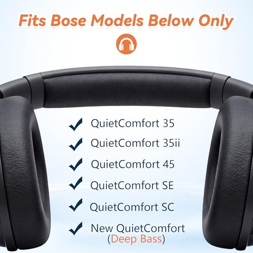 Image of Aurivor Replacement Ear Pads for Bose QuietComfort 45 35 ii (QC45 QC35) Headphones, Anti-Tear Earpads Cushions for QC SE SC & New Quiet Comfort (Deep Bass), Softer Foam & Leather (Black)