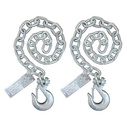 lifstar Heavy Duty Trailer Safety Chain With Hook On One End, 2pcs, Class 4 Breaking Strength As 8/0-7600lbs, 5/16''-11700lbs, 3/8''- 16200lbs. (5/16''x 33'')