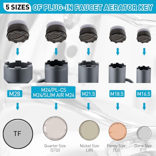 Enhon 10 In 1 Faucet Aerator Key for Sink Faucet Aerator Removal Tool, Screen Removal Tool (Cut Edge & Round), M16.5/M21.5/M22/M24/M28, Ideal Repairs Replacement for Bathroom - Thumbnail 4