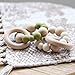 Infant Teething Rings Wooden Rattles Sensory Toys Retro Color Teether Bracelet 2pc Set