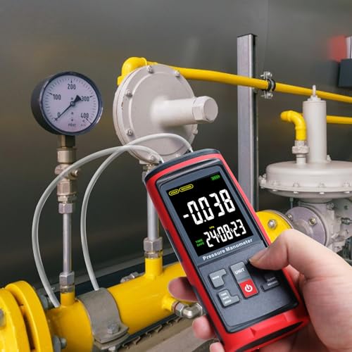 Manometer Data Logger, Dual-Port Digital Manometer Gas Pressure Tester Support PC Data Records, 13 Selectable Units Differential Pressure Gauge Manometer HVAC with Large LCD Screen - Thumbnail 2