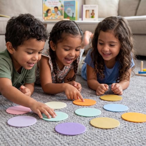 WSICSE 42 Pcs Carpet Spot Markers, 9 Light Colors Carpet Dots for Classroom Carpet 4 Inch Circle Floor Dot for Decoration Elementary Kindergarten Preschool Yoga Standing — view 5