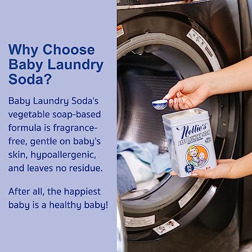 Nellie's All Natural Baby Powder Laundry Detergent Tin (80 Loads) Safe For Infants Sensitive Skin, Non-Toxic - 2.2 Pounds