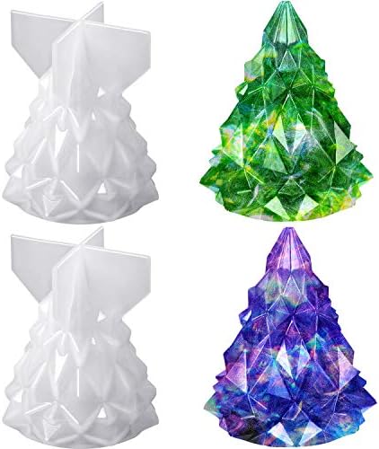 2 Pieces Christmas Tree Silicone Mold 3D Christmas Tree Resin Mold Epoxy Resin Casting Molds Candle Soap Handmade Mold for DIY Festival Craft Making Home Decoration