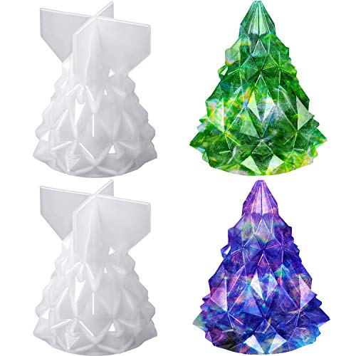 2 Pieces Christmas Tree Silicone Mold 3D Christmas Tree Resin Mold Epoxy Resin Casting Molds Candle Soap Handmade Mold for DIY Festival Craft Making Home Decoration