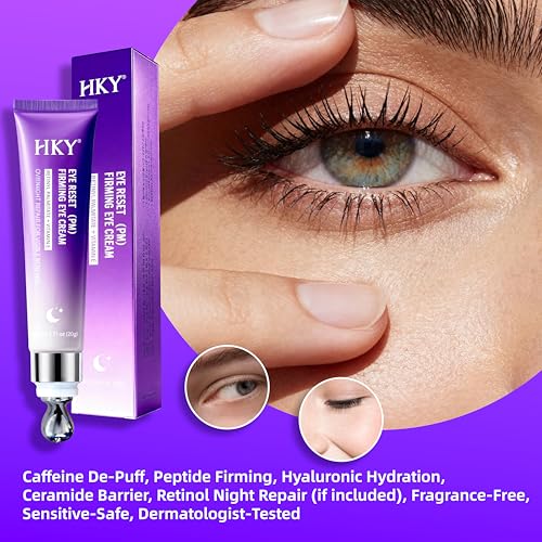 HKY Night Eye Cream with Collagen & Acetyl Hexapeptide-8 – Anti-Aging Repair Eye Treatment for Wrinkles & Fine Lines, Snow Mushroom + Centella + Hyaluronic Acid, Korean Skincare, 0.71 oz — view 3