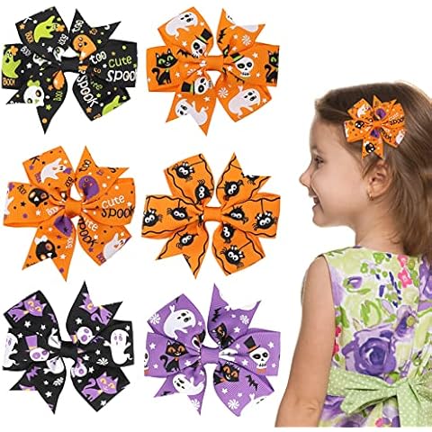 Sibba 6 horquillas para el pelo de Halloween con diseño de murciélago de calabaza Cover