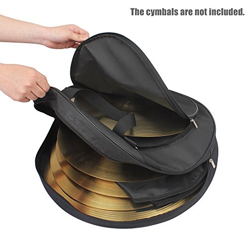 21 -calowa Czarna Torba Cymbal z 3 Kieszeniami, Zdejmowanym Dzielnikiem, Paskiem na ramię do Przechowywania Patyków Bębnowych i Instrumentów Perkusyjnych