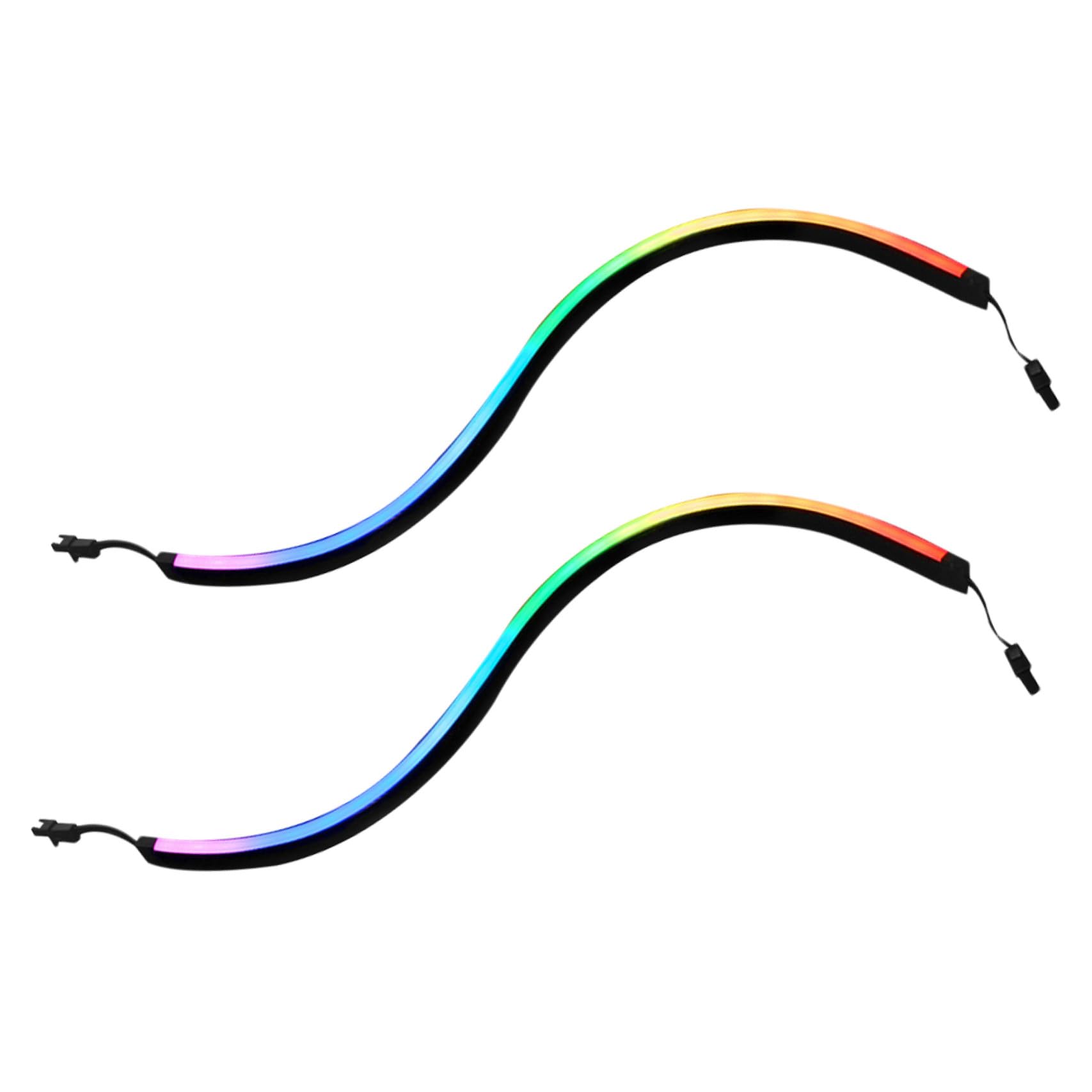 Mikikit Lot de 2 Barres Lumineuses Argb pour Boîtier Pc, 28 Led, Fixation Adhésive, 5v, Décoration Lumineuse pour Ordinateur, Abs Noir